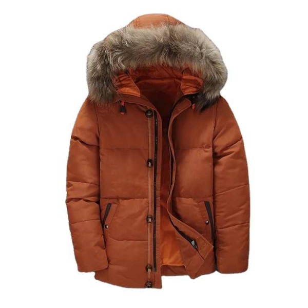 Down Jacket Men Fox Fur Coat Casual Men Fur Hood Winter Jacket