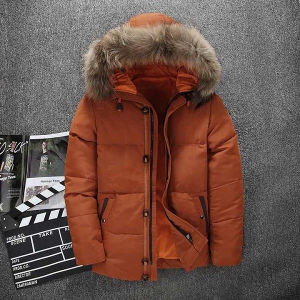 Down Jacket Men Fox Fur Coat Casual Men Fur Hood Winter Jacket