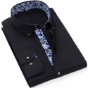 Men's Long Sleeve Business Shirts Square Stand-Up