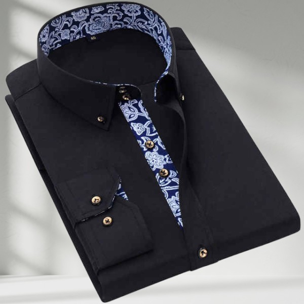Men's Long Sleeve Business Shirts Square Stand-Up