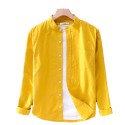 Spring Men Long Sleeve Shirt Stand Collar Casual Tops