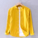 Spring Men Long Sleeve Shirt Stand Collar Casual Tops