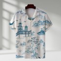 Men's Loose Fit Printed Beach Wear Top Single Breasted
