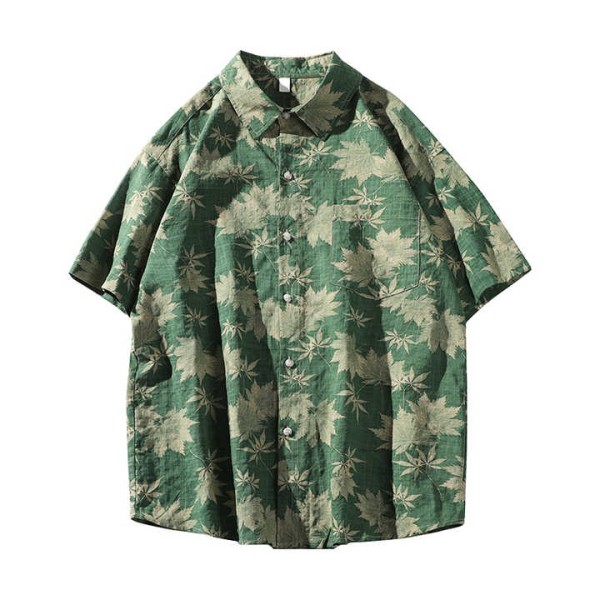 Men's Hawaiian Full Print Short Sleeved Vintage Floral Shirt