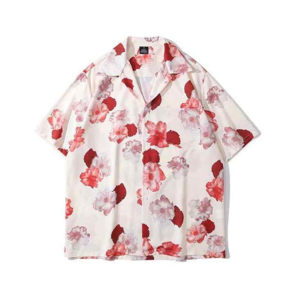 Beach tourism leisure trend short sleeved couple shirt