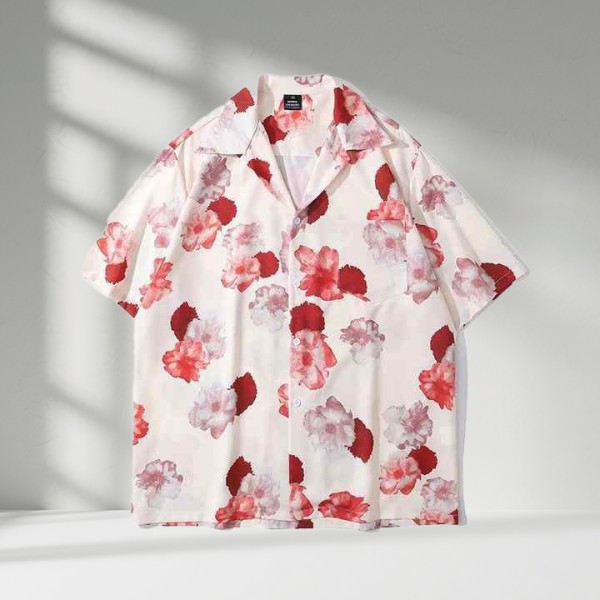 Beach tourism leisure trend short sleeved couple shirt
