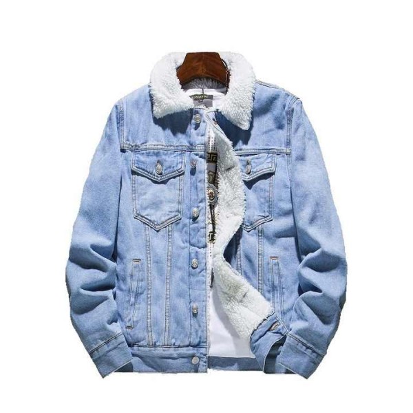 Men's Vintage Style Velvet Lamb Wool Denim Jacket
