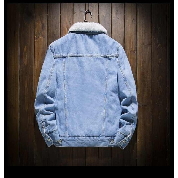 Men's Vintage Style Velvet Lamb Wool Denim Jacket