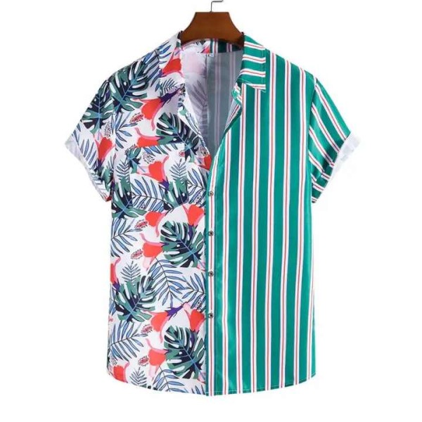 Direct Floral Printed Men's Beach Shirts Short Sleeve Linen Casual Hawaiian Shirts