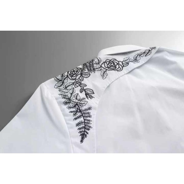 Men's Summer Cotton Dress Shirts Slim Fit Long Sleeve