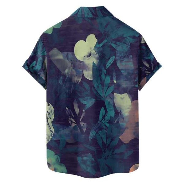 Men's Casual Hawaiian Aloha Beach Shirt Floral Pattern Poplin