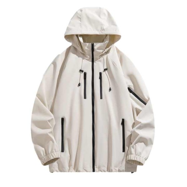 Men's Contrast Color Stitching Zipper Multi-pocket Hiking Coat
