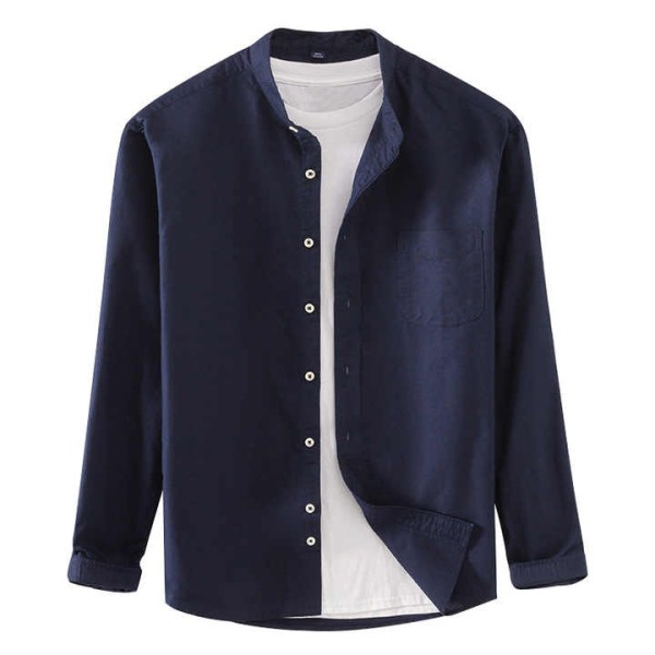 Spring and Autumn New Men's Shirt All Cotton Wrinkle