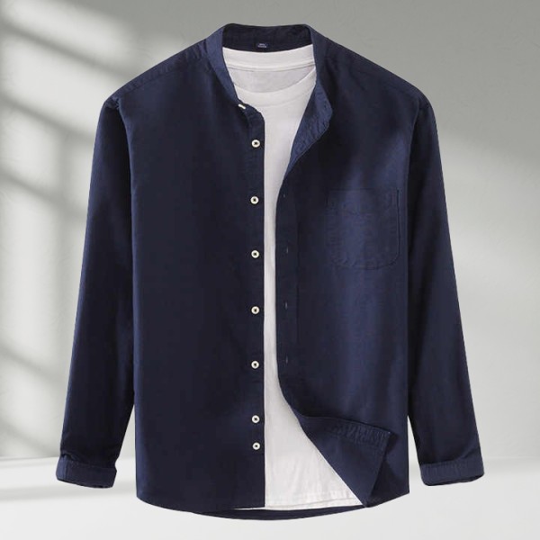 Spring and Autumn New Men's Shirt All Cotton Wrinkle