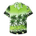 Blue Lapel Summer Casual Men's Regular Youth Printed Slim Fit Hawaiian Shirt