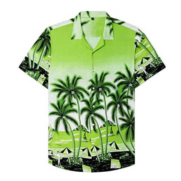 Blue Lapel Summer Casual Men's Regular Youth Printed Slim Fit Hawaiian Shirt