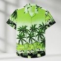 Blue Lapel Summer Casual Men's Regular Youth Printed Slim Fit Hawaiian Shirt