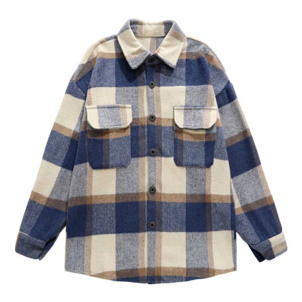 Men's New Button Style Coat Jacket Plaid Print
