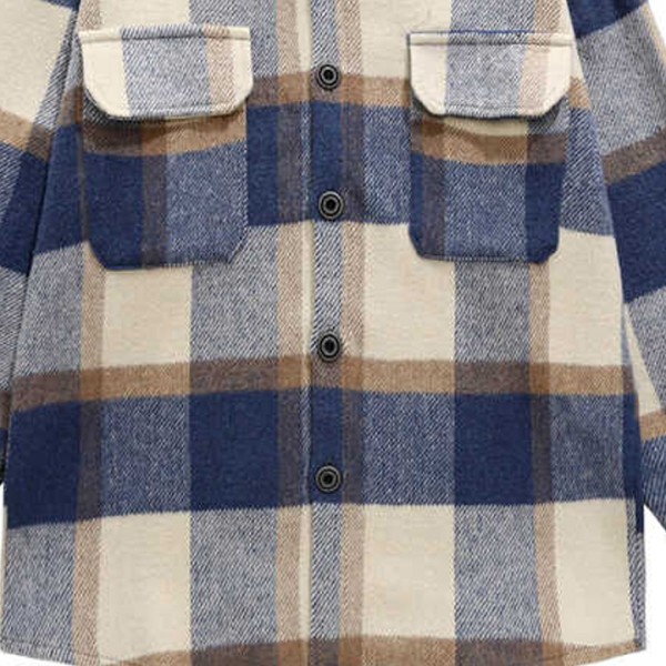 Men's New Button Style Coat Jacket Plaid Print