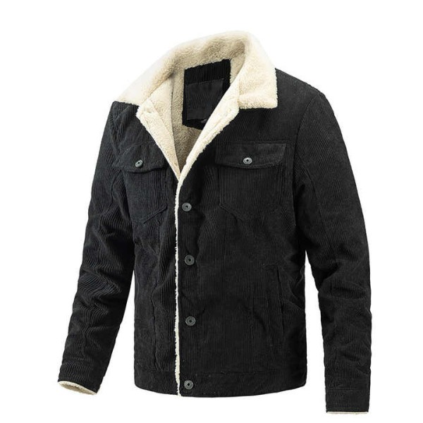 Winter Men's Jacket Retro Corduroy Casual Fleece Jackets